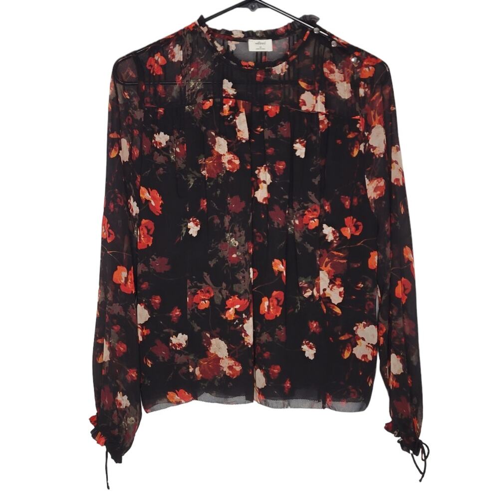 Wilfred Black Floral High Neck Long Sleeve Blouse